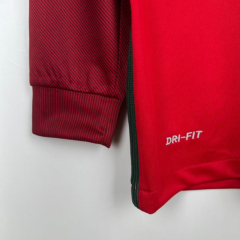 Jersey Portugal Retro 2016 Langarm Rot