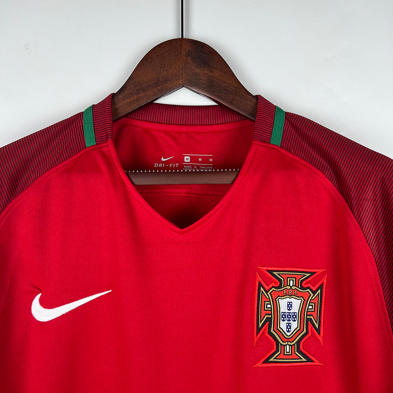 Jersey Portugal Retro 2016 Langarm Rot