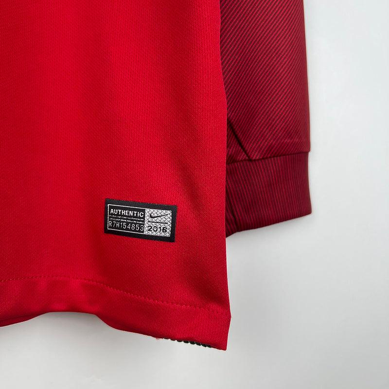 Jersey Portugal Retro 2016 Langarm Rot