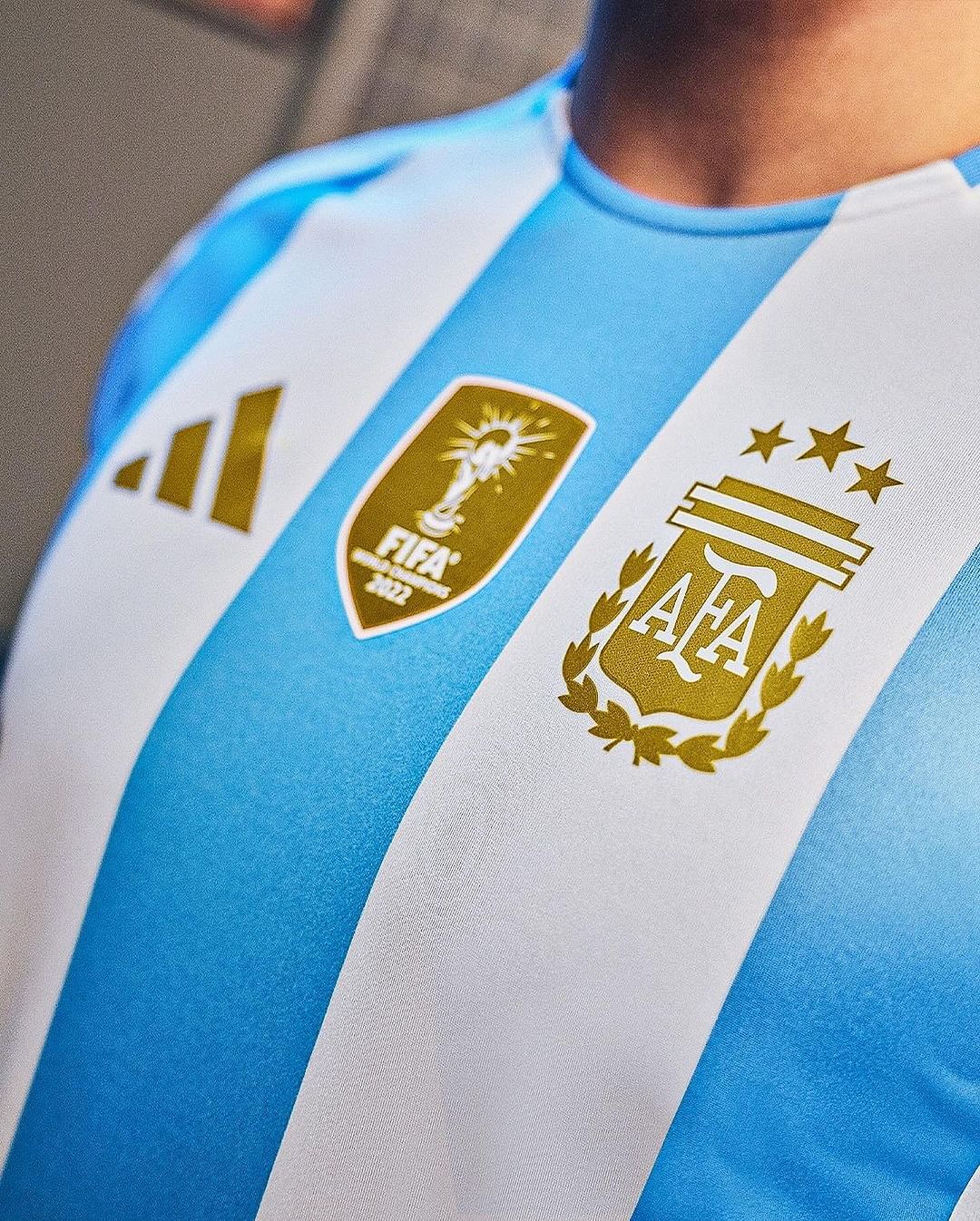 Trikot Seleção Argentina Home 2024/25 + Patch Campeão - Branca e Azul 